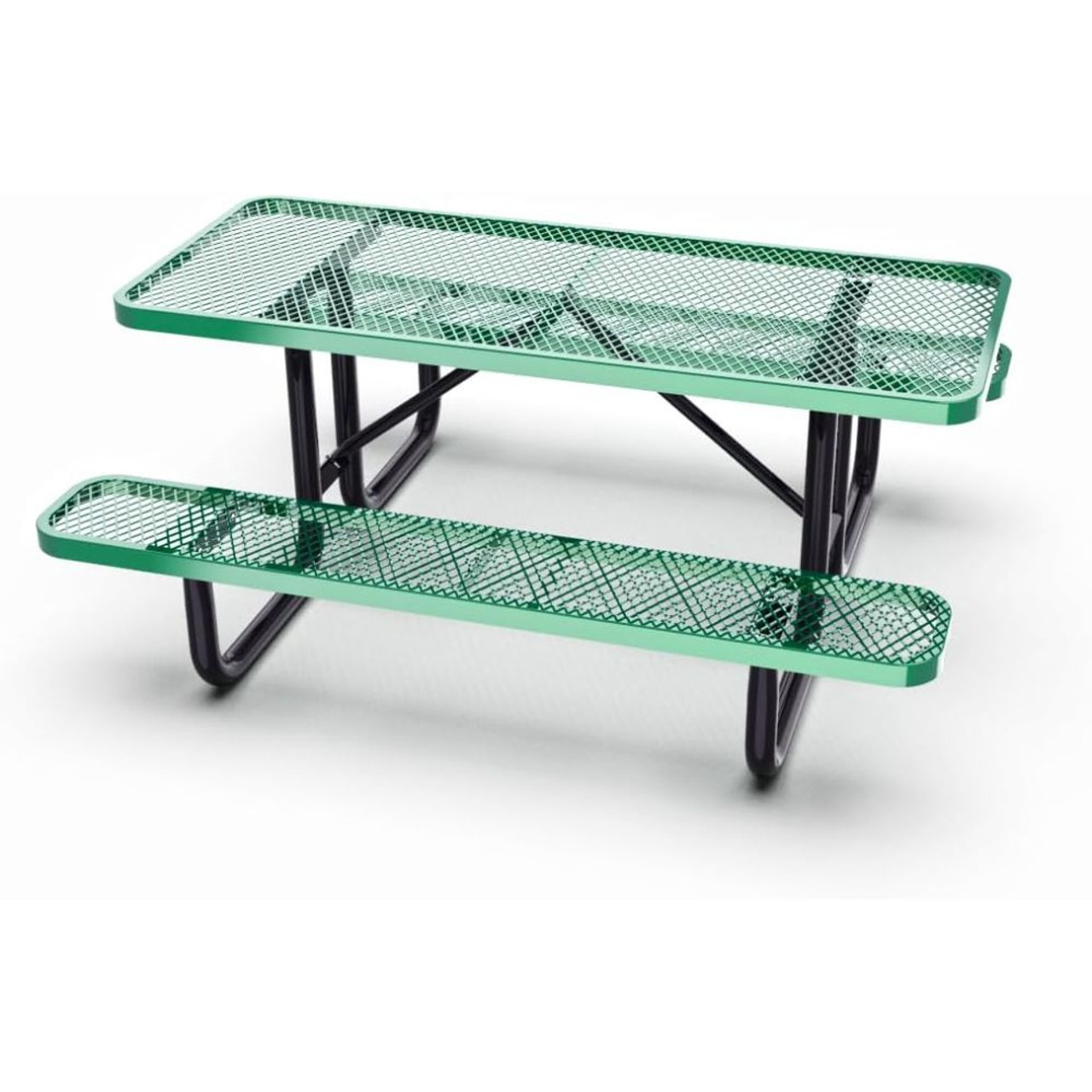 Outdoor Metal Rectangular Picnic Table - Green