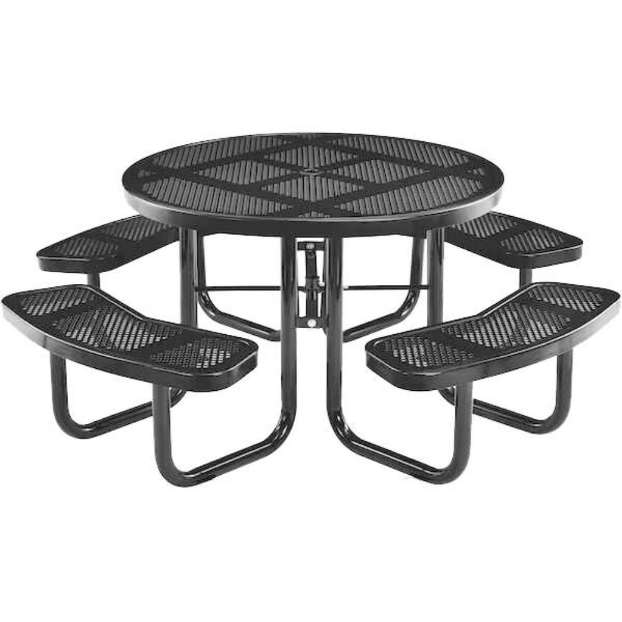Outdoor Round Thermoplastic Punched Steel Picnic Table - Portable