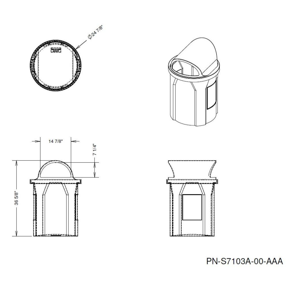 2-Way Open Lid Round Trash Can Dims