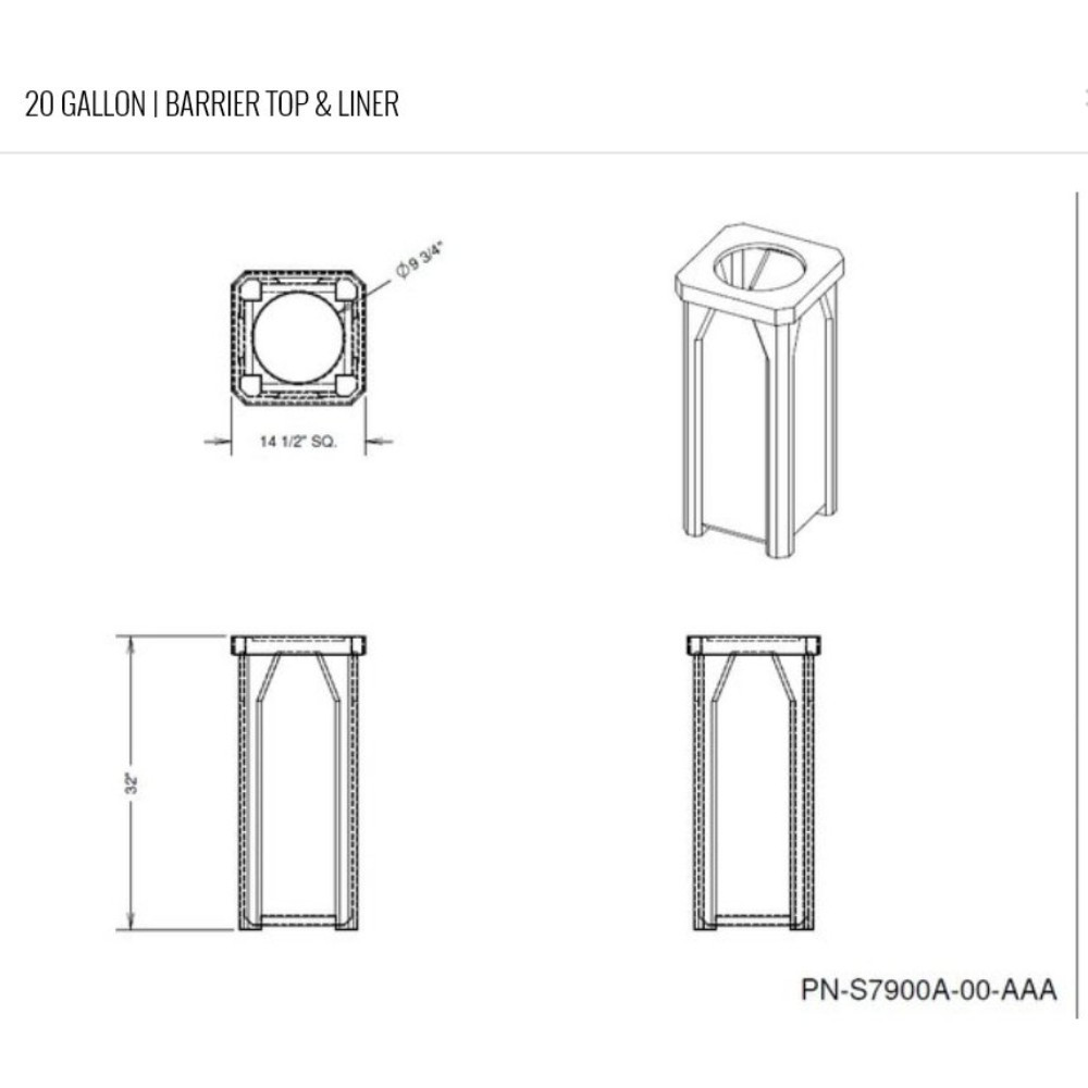 Office Plastic Trash Can - Dims