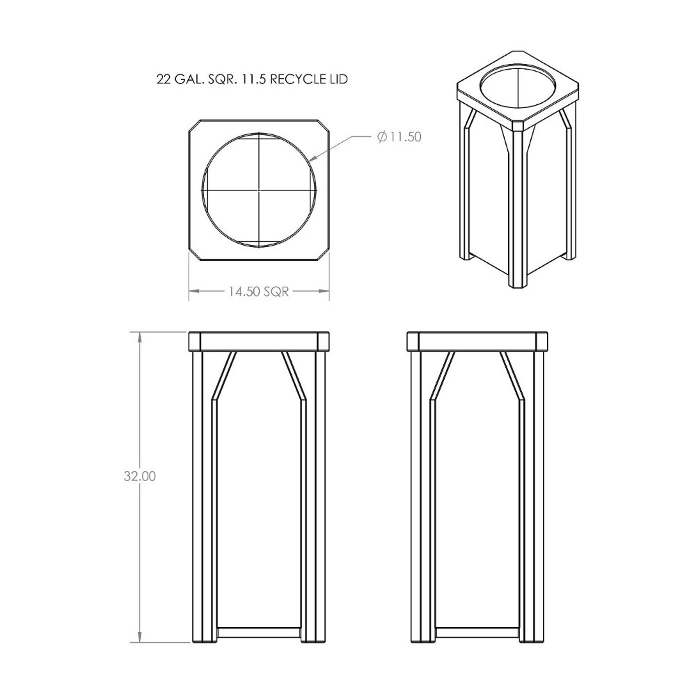 Office Plastic Trash Can - Dims