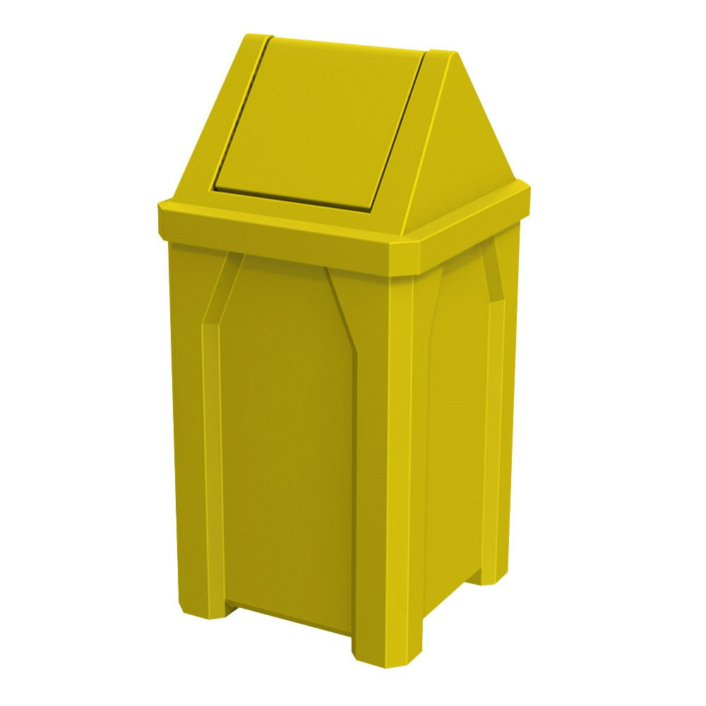 32 Gallon Classic Square Plastic Receptacle with Swing Top - Assembly