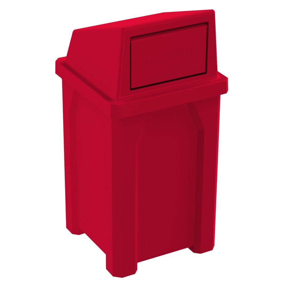 32 Gallon Classic Square Plastic Receptacle with Dome Top - Assembly