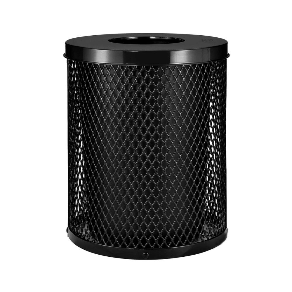 36 Gallon Diamond Steel Trash Can with Flat Lid and Liner