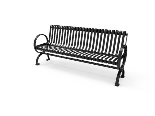 6' Village Bench With Back - Strap Steel 6' Village Bench With Back - Strap Steel