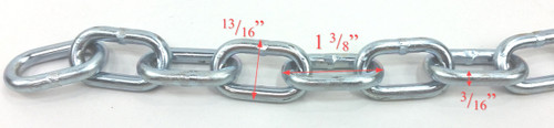 3/16" Trivalent Swing Chain Dims