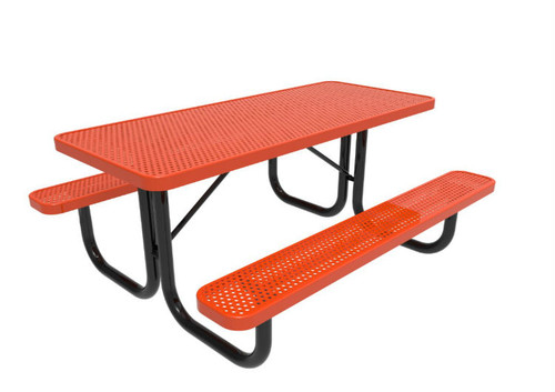 8' Rectangular Punched Steel Metal Picnic Table