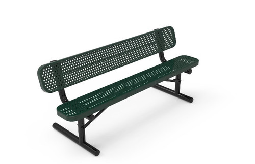 6' Portable Punched Steel Bench with Back 6' Portable Punched Steel Bench with Back