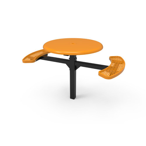 46" Round Accessible Solid Top Pedestal Table with Two Expanded Metal Seats 46" Round Accessible Solid Top Pedestal Table with Two Expanded Metal Seats