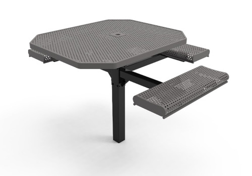 46" Octagon Pedestal Punch Steel Table with Rolled Seats - Inground Mounting 46" Octagon Pedestal Punch Steel Table with Rolled Seats - Inground Mounting