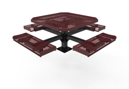 Expanded Metal Surface Mount Pedestal Picnic Table With Rolled Seats Expanded Metal Surface Mount Pedestal Picnic Table With Rolled Seats