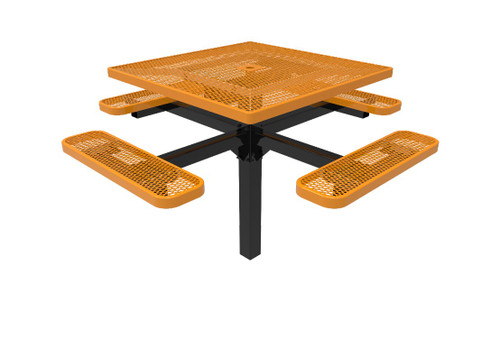 46" Square Pedestal Table Expanded Metal - Inground Mount 46" Square Pedestal Table Expanded Metal - Inground Mount