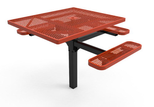 46" Square ADA 3 Seat Pedestal Table Expanded Metal - Inground Mount 46" Square ADA 3 Seat Pedestal Table Expanded Metal - Inground Mount