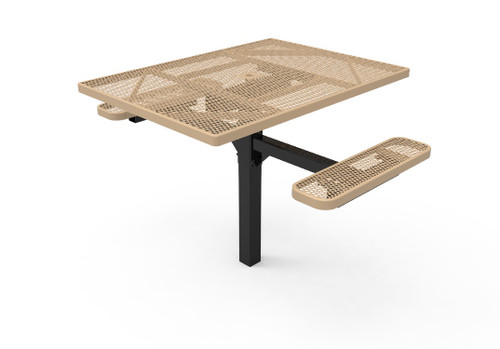 46" Square ADA 2 Seat Pedestal Table Expanded Metal - Inground Mount 46" Square ADA 2 Seat Pedestal Table Expanded Metal - Inground Mount