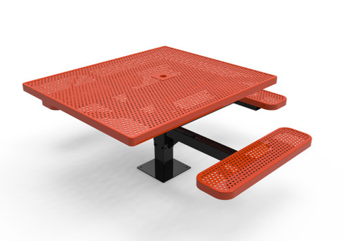 46" Square 3 Seat Accessible Punched Steel Picnic Table - Surface Mount 46" Square 3 Seat Accessible Punched Steel Picnic Table - Surface Mount