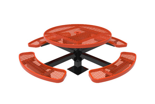 46" Round Pedestal Expanded Metal Picnic Table - Surface Mount 46" Round Pedestal Expanded Metal Picnic Table - Surface Mount