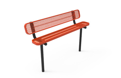 4' Expanded Metal Bench w/Back - Inground Mount 4' Expanded Metal Bench w/Back - Inground Mount