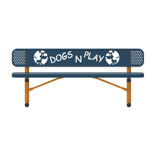 6' Dog Themed Bench - Punched Steel - Portable - light blue 6' Dog Themed Bench - Punched Steel - Portable - light blue