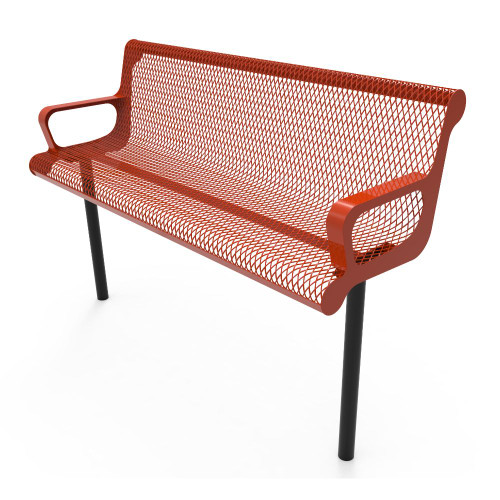 6' Contoured Bench with Arm – Expanded Metal – Inground 6' Contoured Bench with Arm – Expanded Metal – Inground