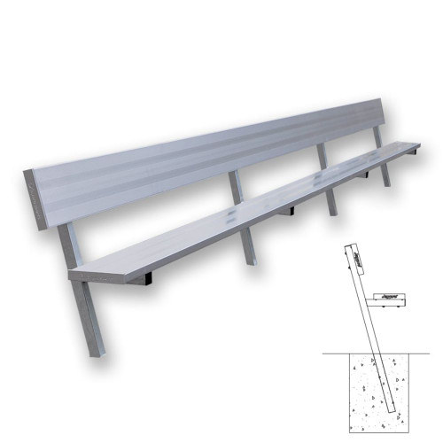 21 Foot Player Bench with Back - Inground 21 Foot Player Bench with Back - Inground