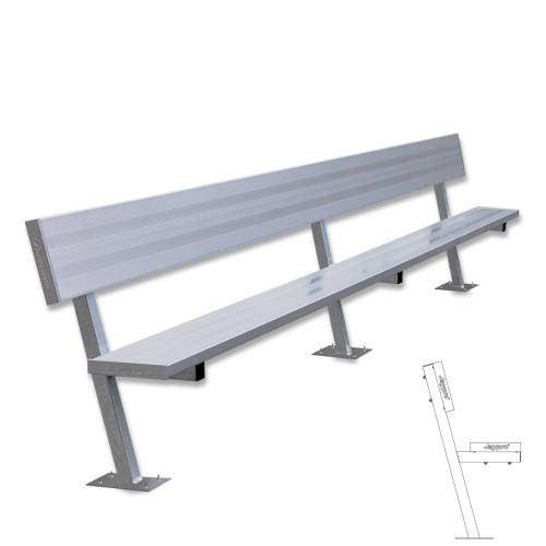 Player Bench with Seat Back - Surface Mount