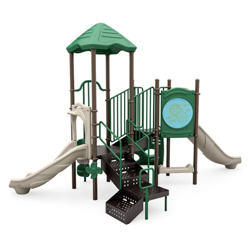 Preschool Outdoor Playground Boulder Dash Playset with Roof - Nature
