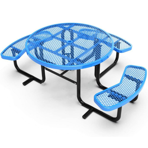 Round ADA Expanded Metal Picnic Table - Portable - Thermoplastic Coat