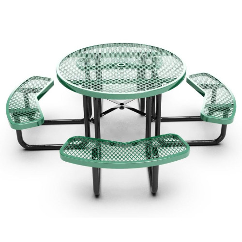 Round Expanded Metal Picnic Table - Portable - Thermoplastic Coat