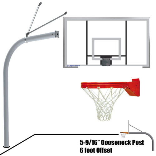 Outdoor 72-inch Acrylic Backboard Gooseneck Basketball System with Playground Breakaway Goal