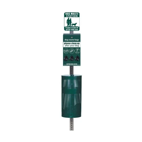 Dog Waste Station with Roll Bag Dispenser - Green