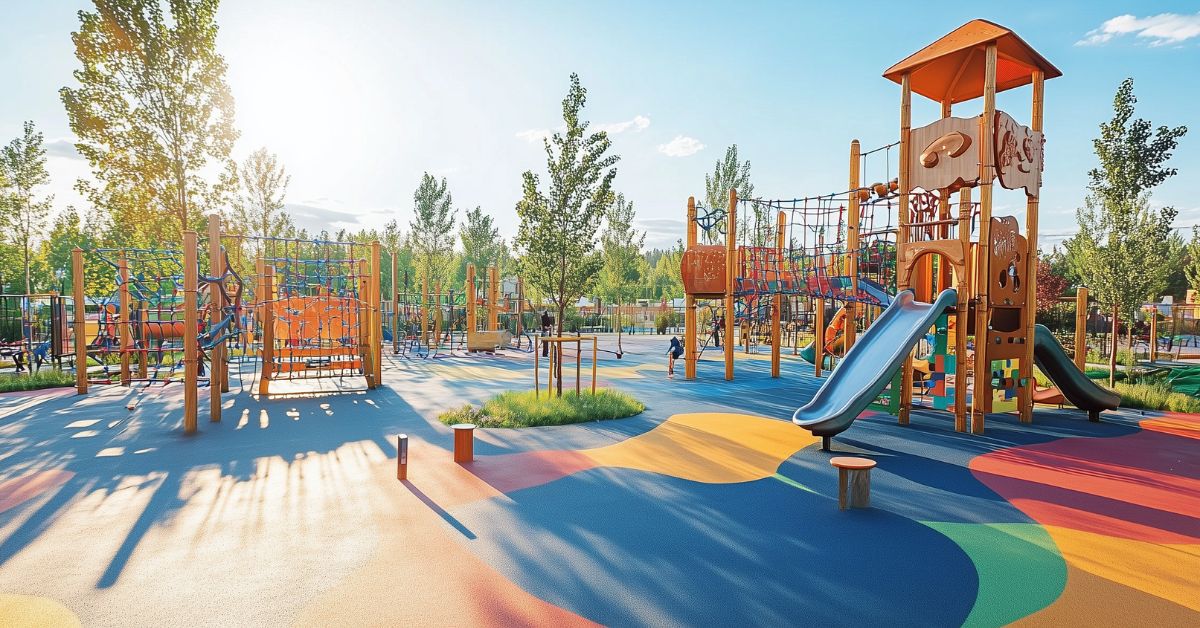 Vibrant pigments for rubber playground flooring