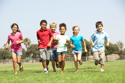Kids Running and Playing Stock Image