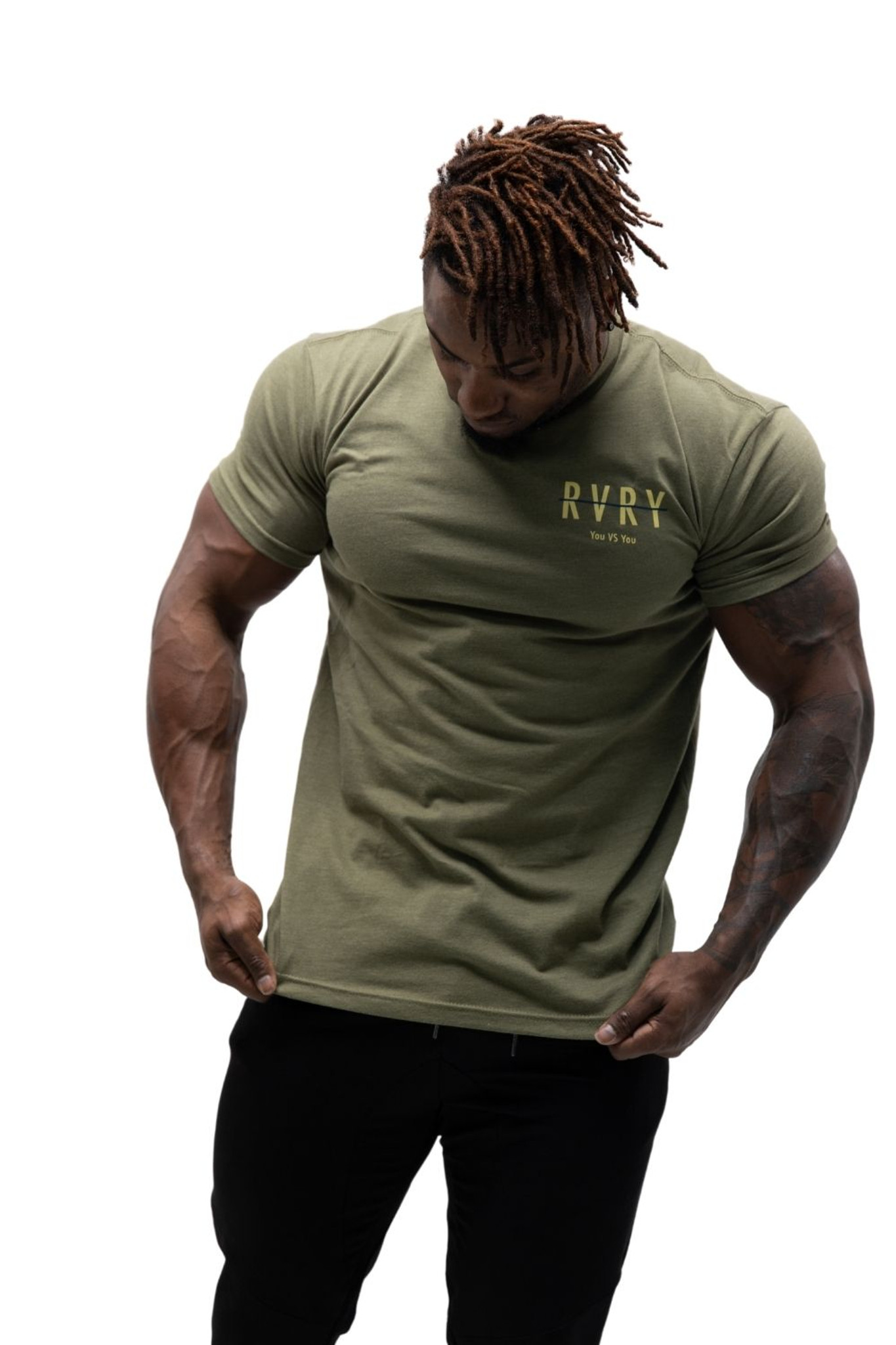 Plain Cotton ARMY KHAKI MILITARY FATIGUE GREEN Slim Fit Fitted T