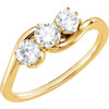 14 Karat Yellow Gold 0.75 Carat Diamond 3 Stone Ring