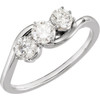 14 Karat White Gold 0.75 Carat Diamond 3 Stone Ring