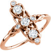 Buy 14 Karat Rose Gold 0.20 Carat 3 Stone Diamond Ring