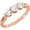 14 Karat Rose Gold 0.75 Carat Diamond 3 Stone Ring
