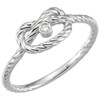 14 Karat White Gold .025 Carat Diamond Rope Knot Ring Size 7