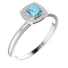 Platinum Aquamarine and .05 Carat Diamond Ring