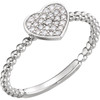 Platinum 0.12 Carat Diamond Heart Bead Ring