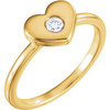 14 Karat Yellow Gold .03 Carat Round  Diamond Heart Ring