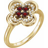 14 Karat Yellow Gold Mozambique Garnet and 0.10 Carat Diamond Ring