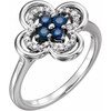 Real Sapphire set in Platinum Sapphire and 0.10 Carat Diamond Ring