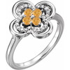 14 Karat White Gold Citrine and 0.10 Carat Diamond Ring