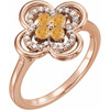 14 Karat Rose Gold Citrine and 0.10 Carat Diamond Ring