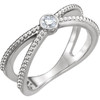 14 Karat White Gold 0.12 Carat Diamond Bezel Set Beaded Ring