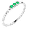 Emerald Gemstone Ring in Platinum Emerald Beaded Ring