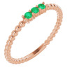 14 Karat Rose Gold Lab-Created Emerald Beaded Ring