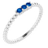 Real Sapphire set in Platinum Sapphire Beaded Ring