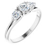 14 Karat White Gold.75 Carat Weight Diamond Three-Stone Engagement Ring